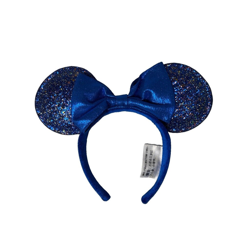 Disney Theme Parks Official Minnie Mouse blue glitter ears sparkly bow One Size